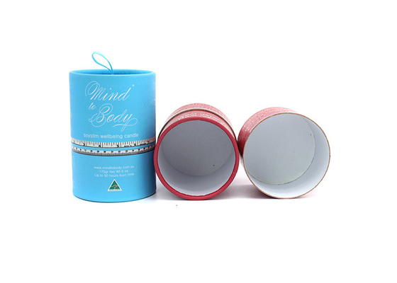 Beauty Packaging Candle Gift Box , Cylinder Candle Boxes With Silk